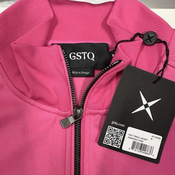 GSTQ Mens Medium Track Jacket Zip Up Hot Pink Athletic Luxury Streetwear NEW - Picture 4 of 12